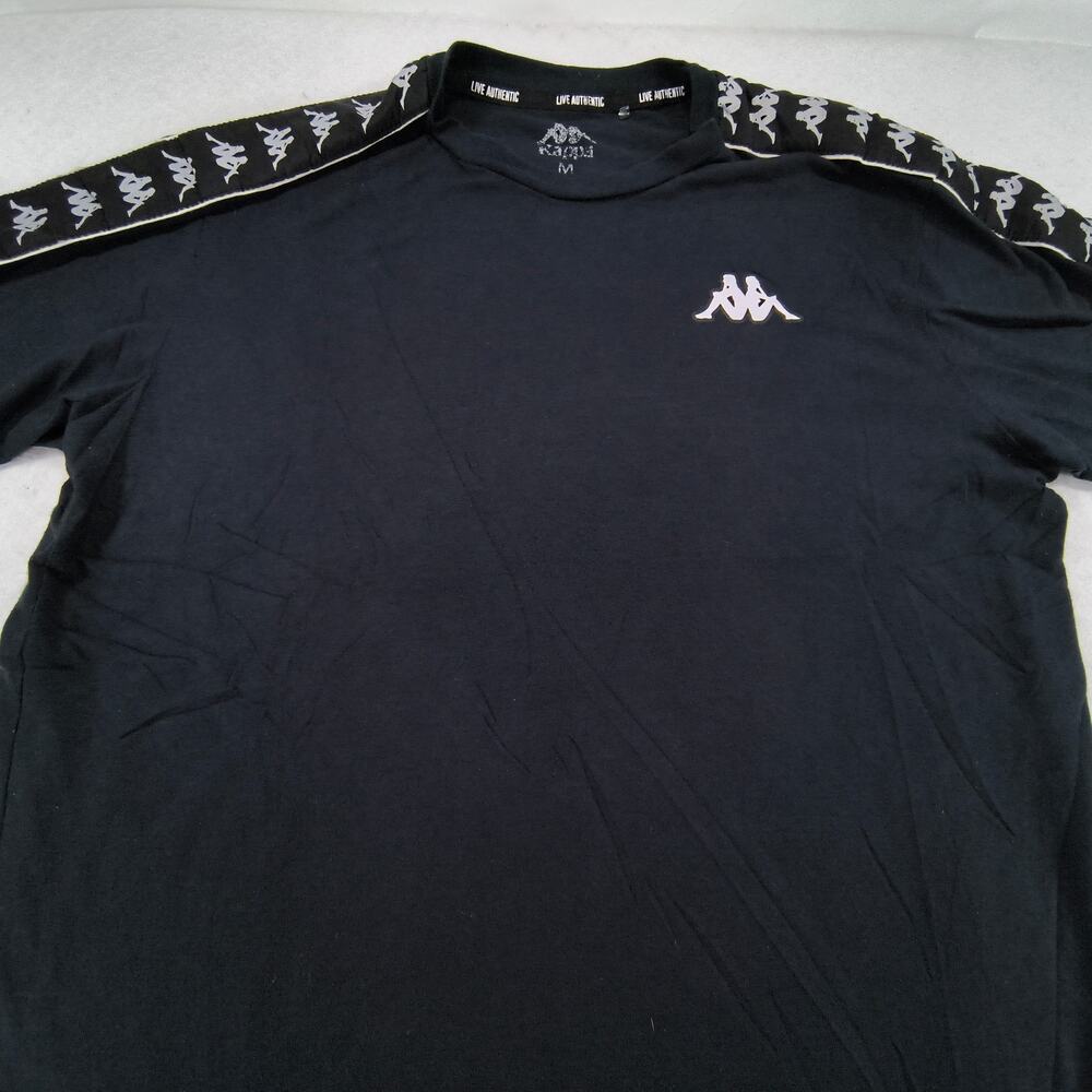 Kappa Casual Short Sleeve Crew Neck T Shirt Mens Size Medium M Black White